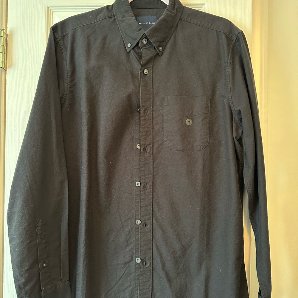 American Eagle Outfitters Black Casual Button Down Shirt